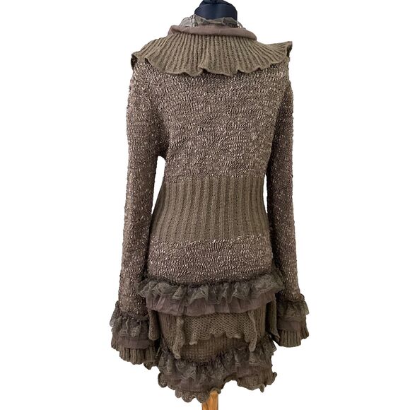 Vtg. Fairy, Whimsy Victorian Wool blend Button Cardigan women’s M Lace Ruffle - Picture 3 of 13